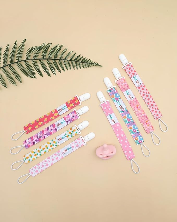 ALVABABY Pacifier Clips 8 Pack Pacifier Binky Paci Holder Leashes for Teethers 8DP22A