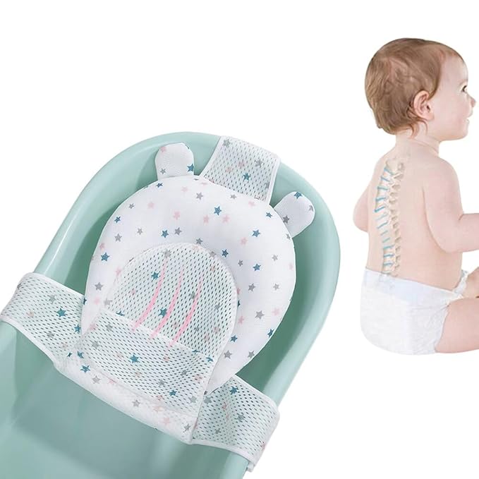 Baby Bath Seat Support Net Soft Infant Bathing Seat Support Mat Suspension Shower Pad Adjustable Non-Slip Newborn Bathtub Sling Mat Baby Sink Bather Tub Shower Net Bathtub Sit Up Mesh 0-6 Month