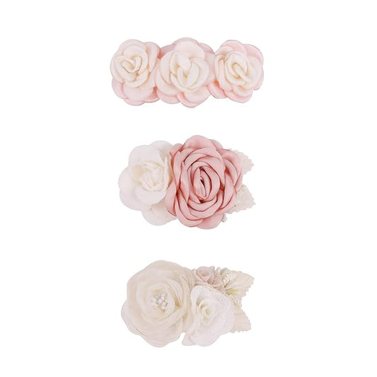 Flower Hair Clips Set-Cherrboll 3pcs Floral Hair Bow Accessories for Baby Girl Toddles Teen Gifts
