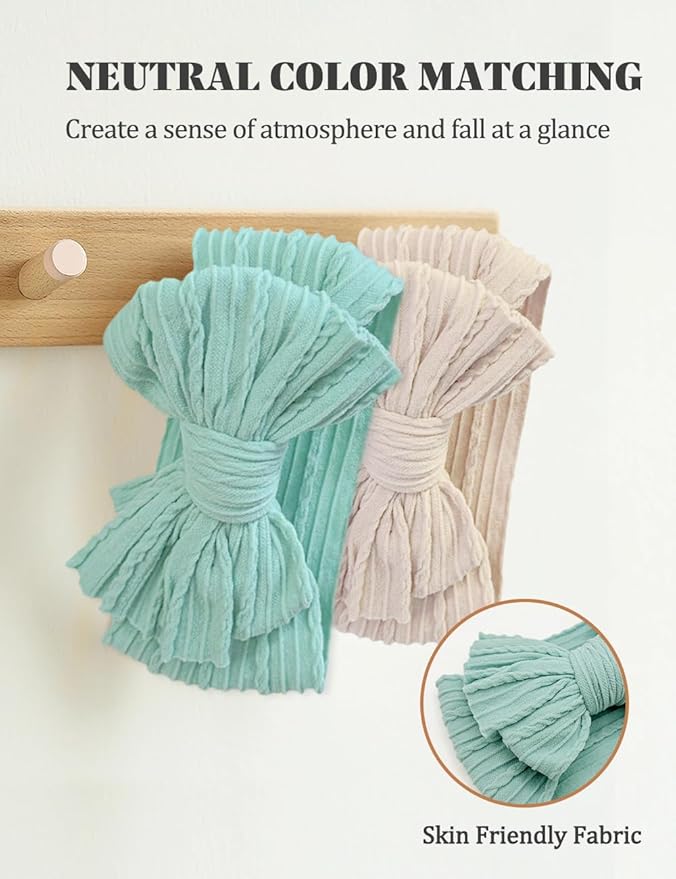Nylon Blue Baby Headbands Bows, Stretchy Gray Infant Headband Bows for Baby Girls Boys Newborn Head Wraps Toddler Unisex (03H-12)