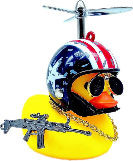 Rubber Duck Patos para jeeep Lights Christmas Duck Cart Marine Duck Cool Companion Toy Squeaky Glasses Rubber Ducks Funny (Stars and Stripes + Little Yellow Duck)