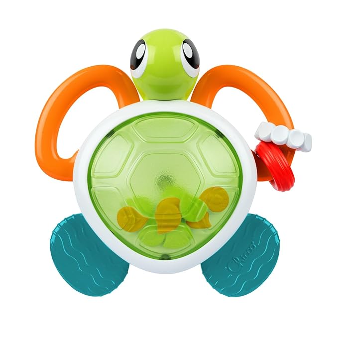 Chicco Light Turtle Electronic Turtle Rattle with Sound and Light, Soft Paws for Babies Hearing Stimulation Electronic Craft Toy 6-36 Months