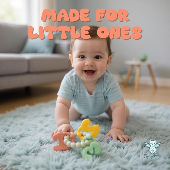 Early Learning Baby Teething Toys - Montessori Silicone Baby Teether with Number Shapes 1 2 3, Sensory Brain Development Teething Relief Rings 4-6 Months, bpa Free Infant Toys 6-12 mths