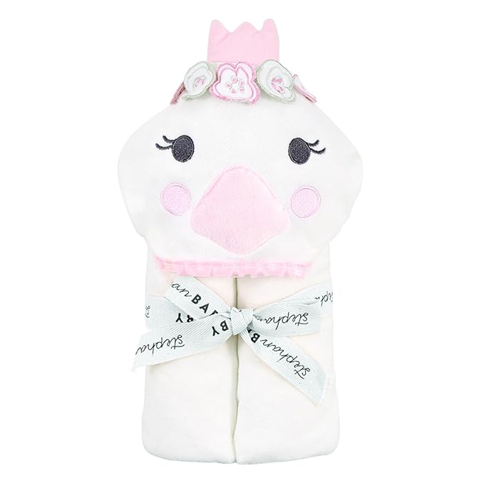 Stephan Baby Hooded Towel - 100% Cotton with Fun Animal Design for Infants and Toddlers, 31" Square, Swan