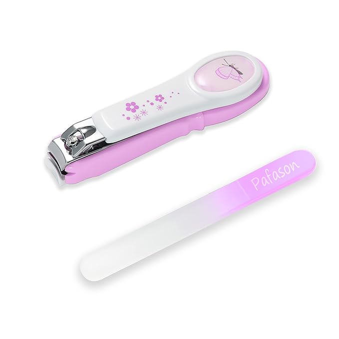 PAFASON Baby Safety Nail Clipper Cutter Trimmer with Nail Catcher and Baby Glass Nail File, Czech Float Glass, Stainless Steel Ideal for Young Children Infant, Newborns Toddlers