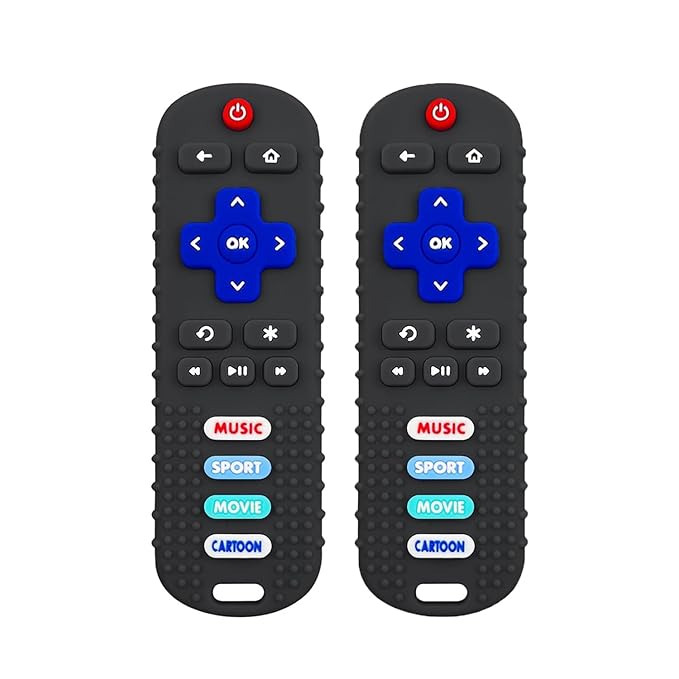 2 Pack Remote Control Shape Teether for Baby,Babies Toy, TV Remote Control,Silicone Remote Control Teething Toys