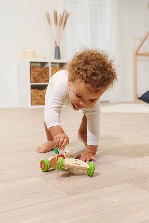 Eichhorn - Pushing Vehicle Carrot Speedster with Mouse Motif, 16 cm Long, 100% FSC-Certified Birch Wood, from 1 Year