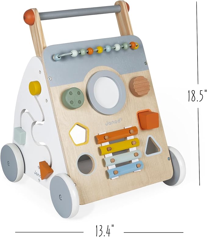 Janod Sweet Cocoon Wooden Multi-Activity Baby Walker - Ages 12 Months+ - J04410