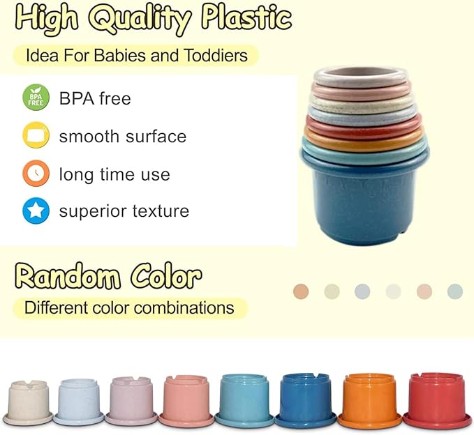Baby Stacking Nesting Cups Toys for Baby 6 to 12 Months, Montessori Toys for Toddler Gifts 1 2 3 Year Old