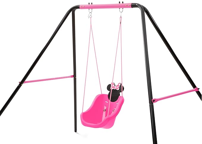Disney Minnie Mouse 2-in-1 Outdoor Swing by Delta Children – for Babies and Toddlers – Full Bucket Seat
