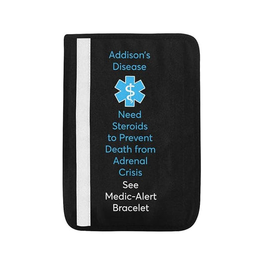 Addison's Disease Seat Belt Cover, Medical Alert, Medical Information, Seat Belt for Family, Be