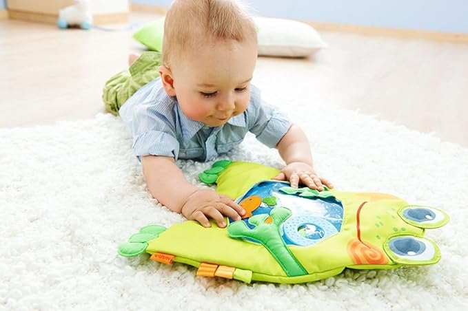 HABA Little Frog Water Play Mat Tummy Time Activity with Machine Washable Cover