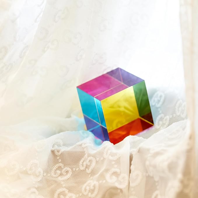 CMY Color Cube, 2.36 inch (60mm) Acrylic Multi-Color Cube Prism for Physics Education, Desktop Decoration Scientific Toys,Gifts for Kids，Fidget Toys