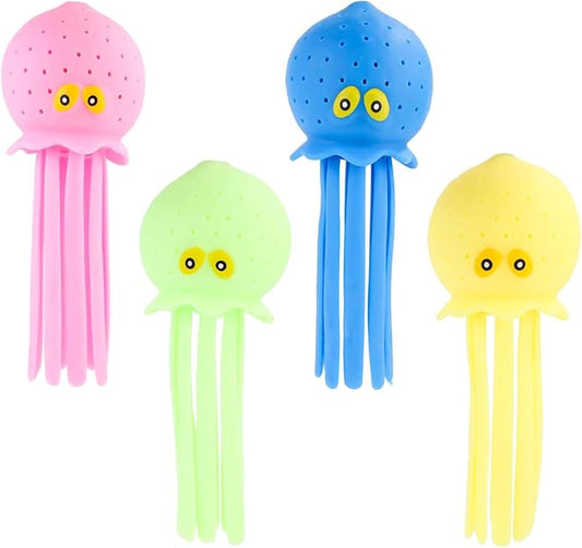 4pcs Octopus Water Balls, Multicolored Octopus Floating Pool Toys for Kids, Soft Sensory Octopus Bath Splash Toys for Swimming Pool, Beach, Bag Fillers, Party Favors, Summer