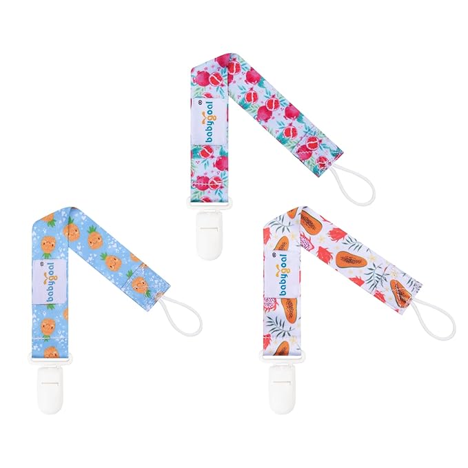 babygoal Fruit Pacifier Clips, 6 Pack Binky Paci Holder Leashes Fits for Most Baby Pacifiers and Binkies