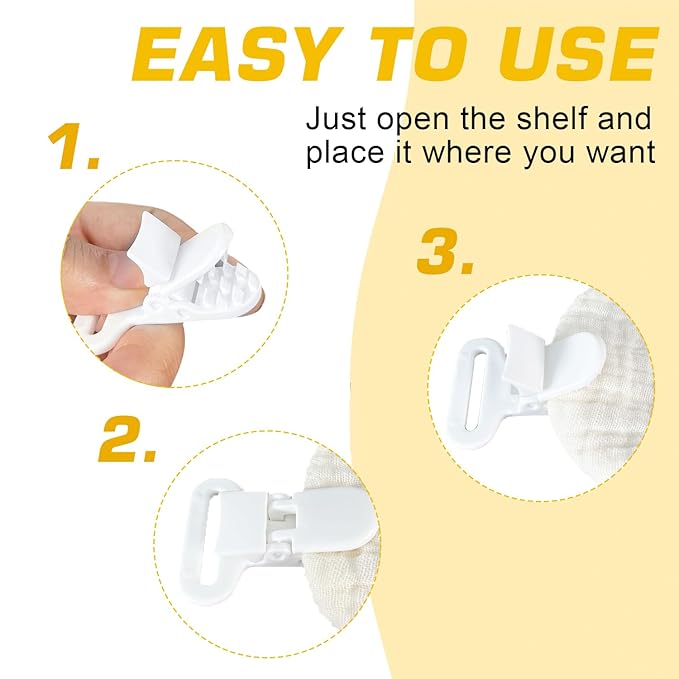 100Pcs Pacifier Clips Holders Suspender Mitten Binky Clip for DIY Teething Toys Baby Blankets Bib Holder Suit for 20mm Ribbon (White)