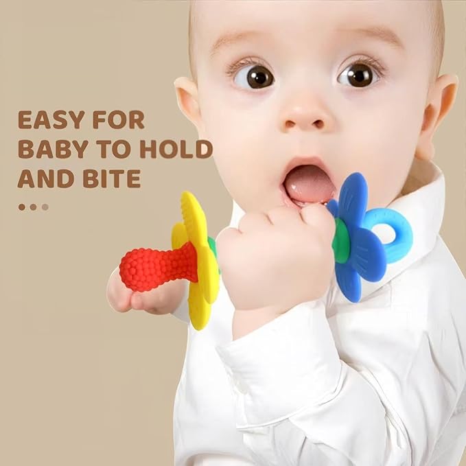 Baby Teething Toys Silicone Baby Teether Toy Soft Easy to Hold Babies Flower Teethers Chew Toy for Infant Toddlers Multiple Textures Teething Toys 3-6 Months