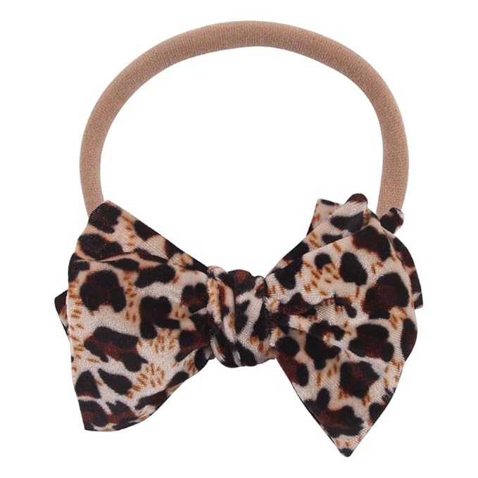 Baby Girls Leopard Headband Bow Turban - Wide Hair Band 2 Pack (B Set)