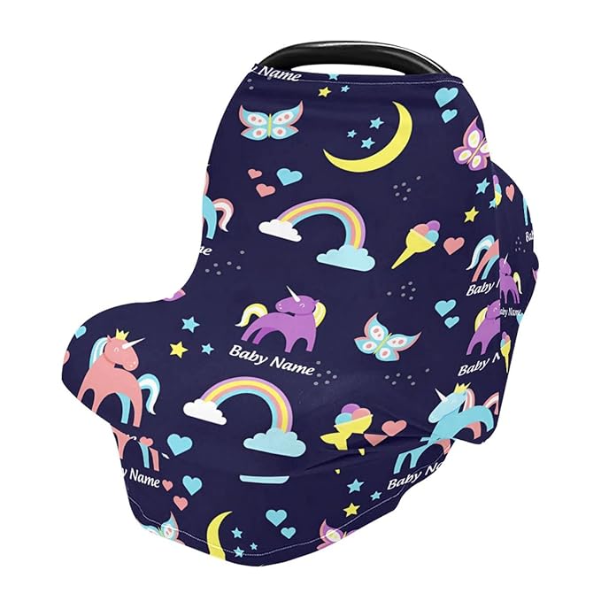 Personalized Baby Car Seat Cover for Babies, Custom Name Baby Car Seats Canopy for Boys Girls, Nursing Breastfeeding Stroller Covers for Infant Newborn, Shower Gift (Butterfly)