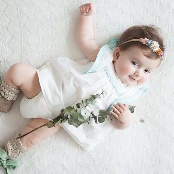 cherrboll 3pcs Baby Girl Flower Headbands, Super Soft & Stretchy Nylon Floral Hairbands for Newborn Toddler