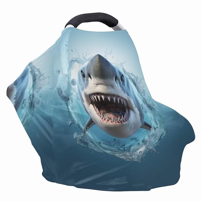 Upetstory Shark Stretchy Car Seat Covers for Infant Car Seat Cover Multi-use Carseat Canopy Cover,Nursing Cover,Grocery Cart Cover,High Chair Cover