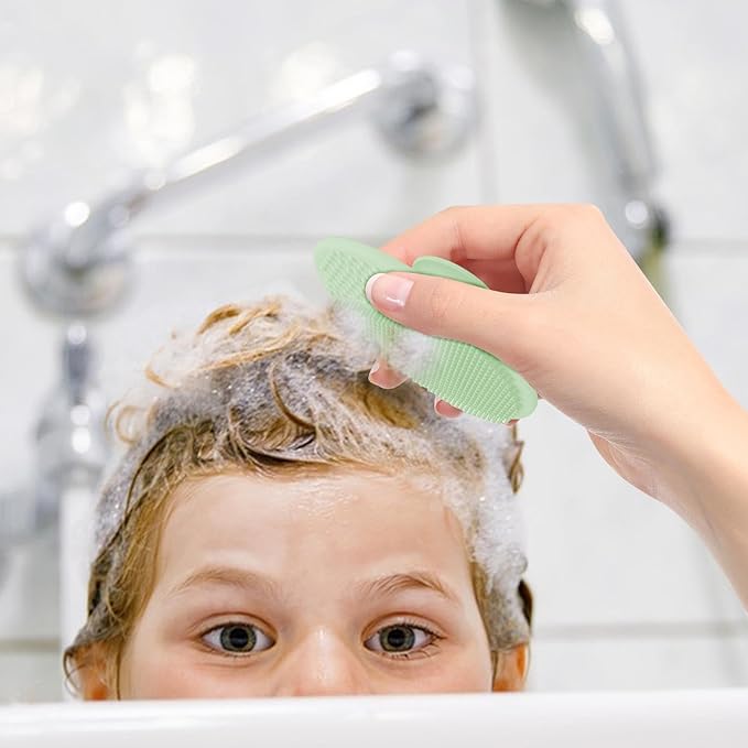 Generic Baby Scalp Brush - Baby Bath Scrubber | Silicone Baby Hair Scrubber | Children Scalp Massager Comb | Newborns Bath Brush | Comb for Washing Baby Hair | Cradle Cap Bath Brushes, Green