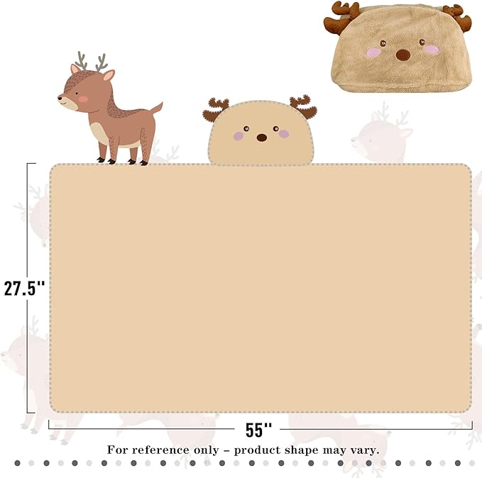 Toddler Baby Bath Towel with Hood 27.5"X55" Ultra Absorbent Soft Cozy Comfort Bathrobe Blanket, 0-6 Years Infant Shower Towel for Girls & Boys(Beige Deer)