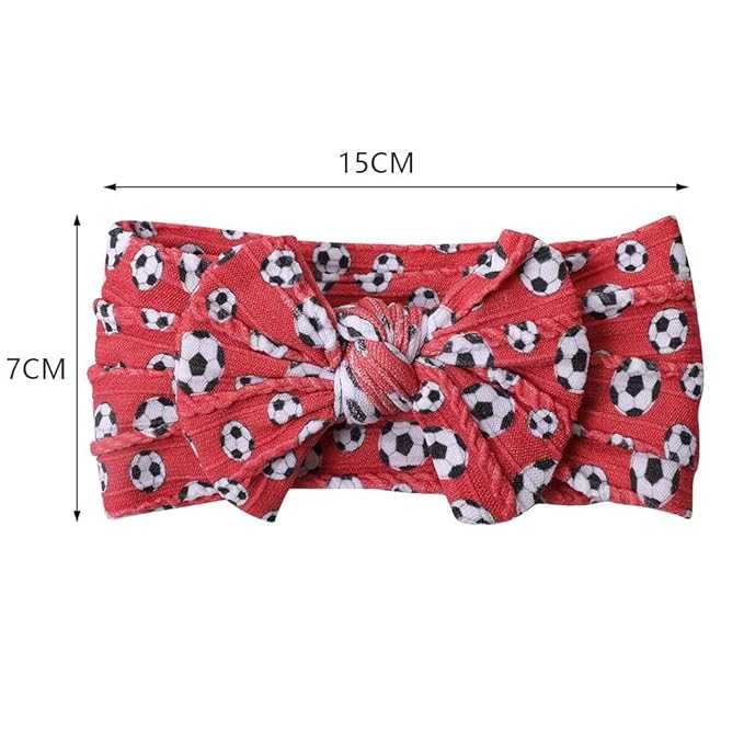Baby Baseball Headband with Bow Headwear Sport Soccer Headband Bowknot Wide Hair Band Football Hair Bow for Toddler Infant TSFD55 (Red Soccer Pattern)