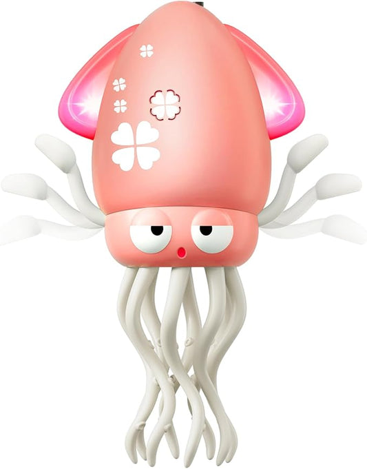 MACALOCA Dancing Squid Baby Girls Toy, Dancing Octopus Tummy Time Toys for Toddlers, Infant Crawling Walking Baby Toys with Music & Light for 3-6 6-12 12-18 1st Baby Birthday Gifts