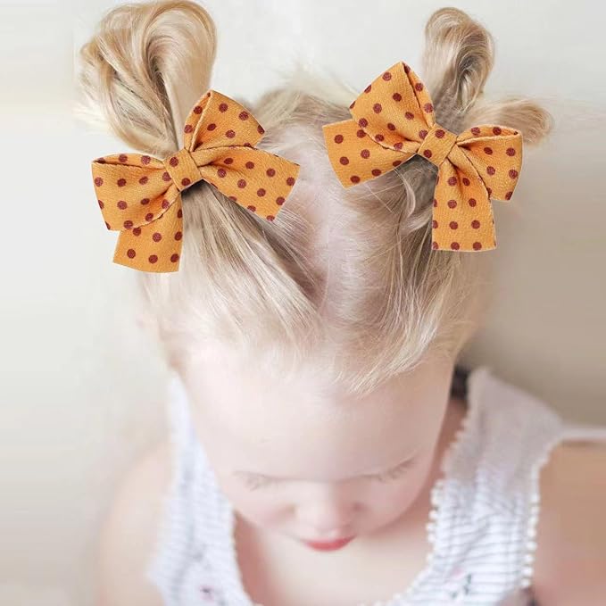 Baby Hair Clips for Girls, Leopard Baby Clip Bows,Toddler Girl Hair Accessories for Kids Fully Lined Polka Dot Alligator Clip Barrettes,Packed in pairs[K]