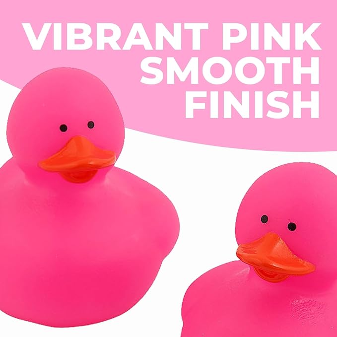 Fun Express Rubber 2" Solid Color Duckies - 12 Ducks (Pink)