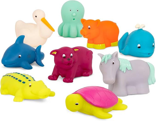 B. toys – Animal Bath Squirts – 9 Water Squirts – Baby Bath Toys for Babies – 10+ Months – Squish & Splash – Horse, Crocodile & More