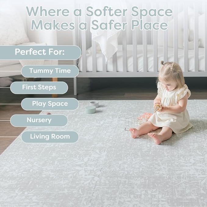Baby Play Mats for Floor - Eden (6x10ft) - Premium EVA Foam Play Mat for Babies & Toddlers - Perfect for Tummy Time, Crawling, Playroom - Stylish & Comfortable Kids Play Mat