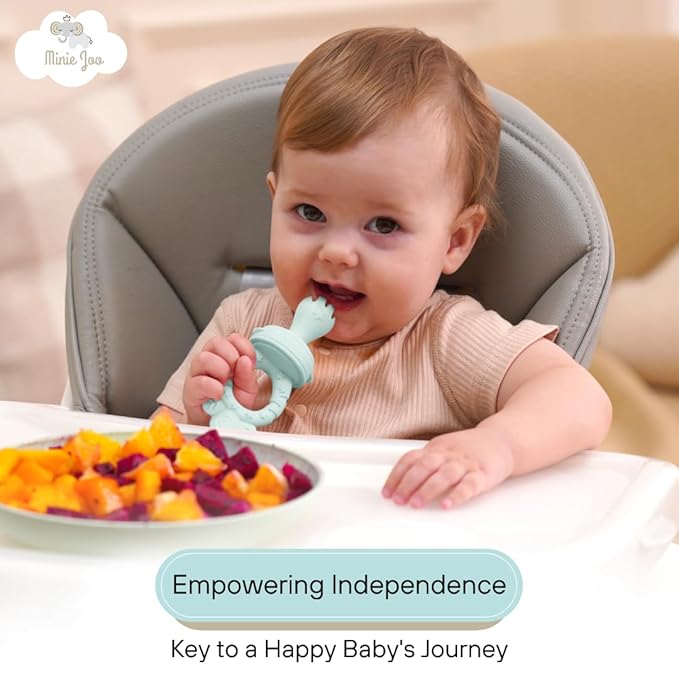 Baby Fruit Feeder Set – BPA-Free Silicone Fresh Food Feeder with 3 Replacement Teats, Teething Feeder for Fruits & Purees, Safe Self-Feeding for Babies 4+ Months
