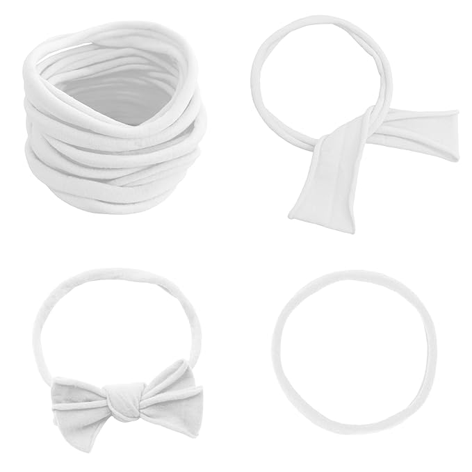 Qearl 60 Pack Soft Stretchy DIY Nylon Headbands Hair Bands Bows DIY Accessory for Newborn Baby Girls