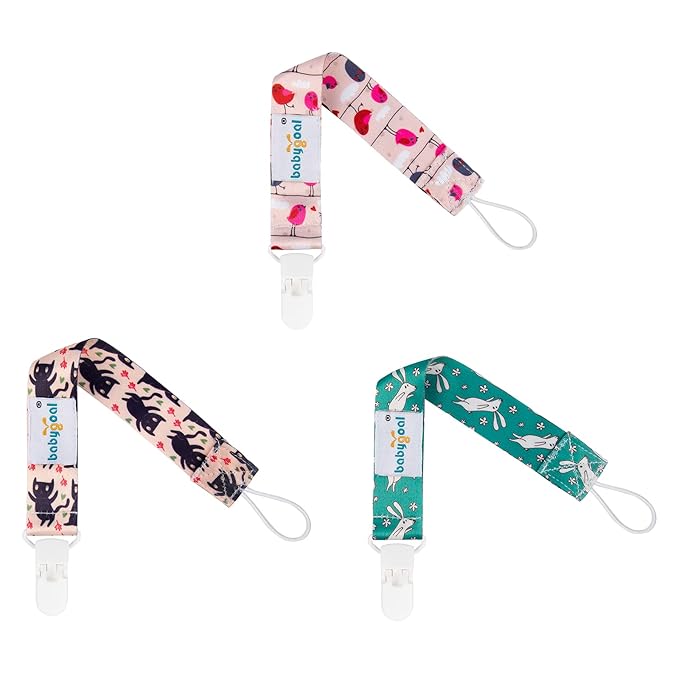 babygoal Rabbit Pacifier Clips, 6 Pack Binky Paci Holder and Leash Fits for Most Pacifiers, Binkies and Easter Gift