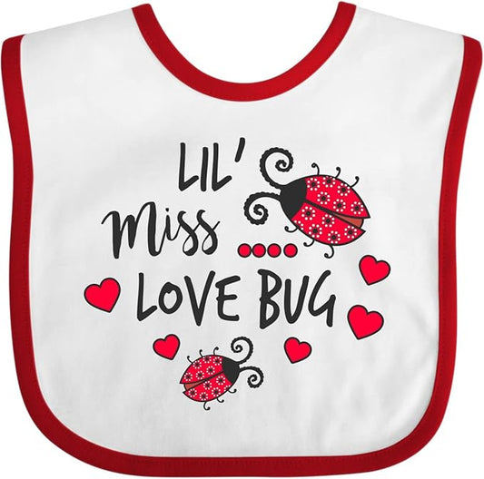 inktastic Lil Miss Love Bug with Lady Bug and Hearts Baby Bib
