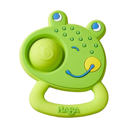 HABA Silicone Teethers for Babies 6-18 Months - Popping Frog Fidget Toy and Silicone Teether Ring and Grasping Toy for Safe Sensory Development - Dishwasher Safe Baby Essentials