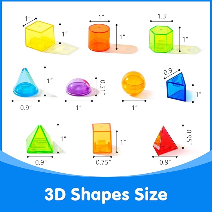 60 Pcs 3D Shapes for Teaching - Light Table Manipulatives - Geometric Shapes for Classroom