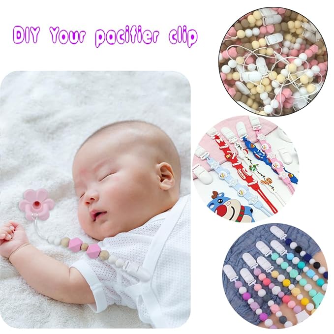 60Pcs/Pack Pacifier Clip Holder Plastic Mitten Binky Clip for DIY Personalized Dummy Clips Baby Blankets Bib Chain Holder White Color 15mm