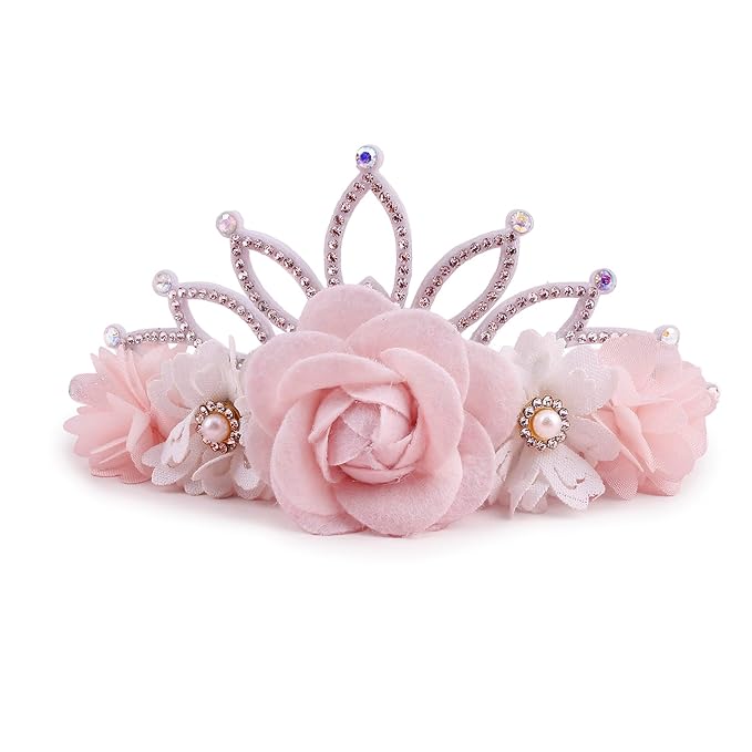 Baby Girl Flower Headbands and Bows, Stretchy Soft Nylon Floral Crown, 3pcs Handmade Hair Accessories for Newborn Infant Toddler