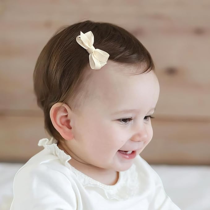 DED 28PCS 2.2" Fully Lined Baby Bows Hair Pins Tiny Hair Clips Fine Hair for Girls Infants Toddlers Set of 14 Pairs