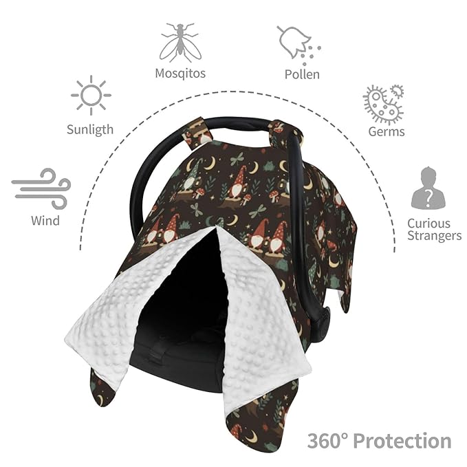 Gnome Frog Mushrooms Baby Car Seat Canopy Nursing Cover for Newborn Car Seat Breastfeeding Covers Blanket Newborn Shower Gift