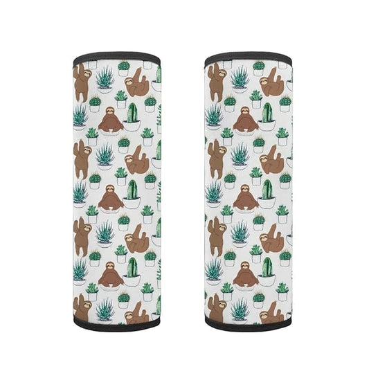 ENLACHIC Kids Car Seat Belt Cover, Cute Cartoon Animal Print Baby Car Seat Strap Pads Infant Car Seat Protector Car Accessories Universal All Cars,Sloth Cactus