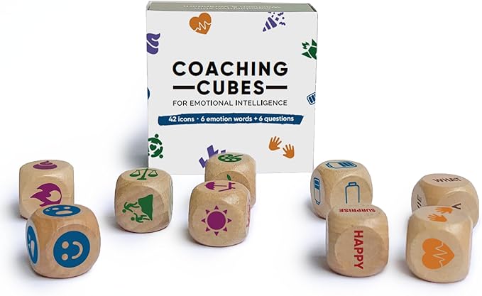 metaFox Coaching Cubes for Emotional Intelligence - 9 Cubes with Coaching Questions for Emotion, Personal Development - Use as Therapy Tools, Story Cubes, Conversation Cubes, Therapy Games