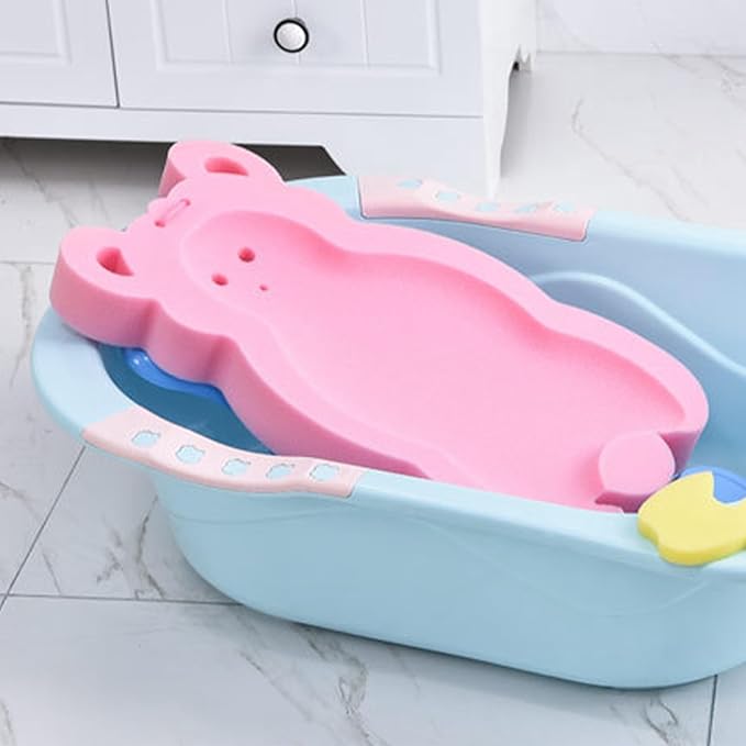 Baby Bath Cushion Infant Bath Sponge Bath Mat Removable Newborn Skid Proof Sponge Mat Soft Thicken Baby Bathtub Sponge Cushion for Newborn Baby Infant ()