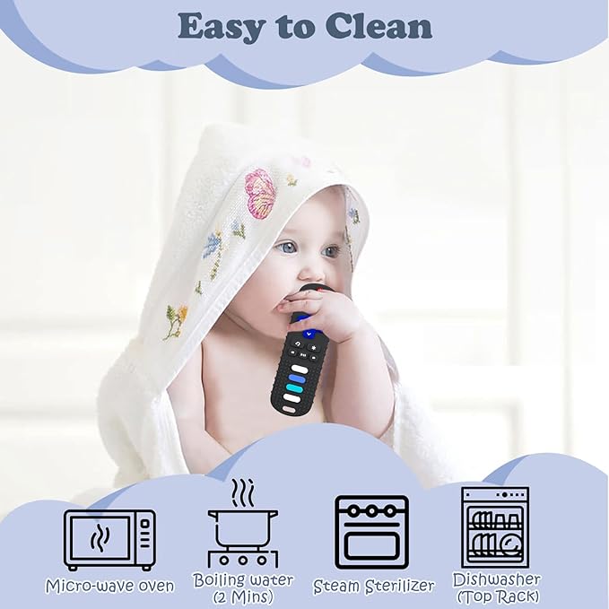 YAPROM 2Pcs Silicone Teething Toys for Babies - TV Remote Shaped Teether, BPA-Free Infant Toddler Teething Toy, Refrigerator Safe, Suitable for Boys & Girls