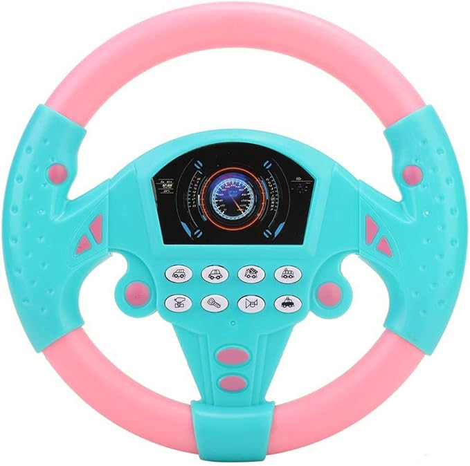 Steering Wheel Tool, Eco-Friendly Children Steering Wheel, Durable Someth Healthy Plastic Non-Toxic for 4-6 Years Old Infant Sense of Music Baby(Pink Blue)