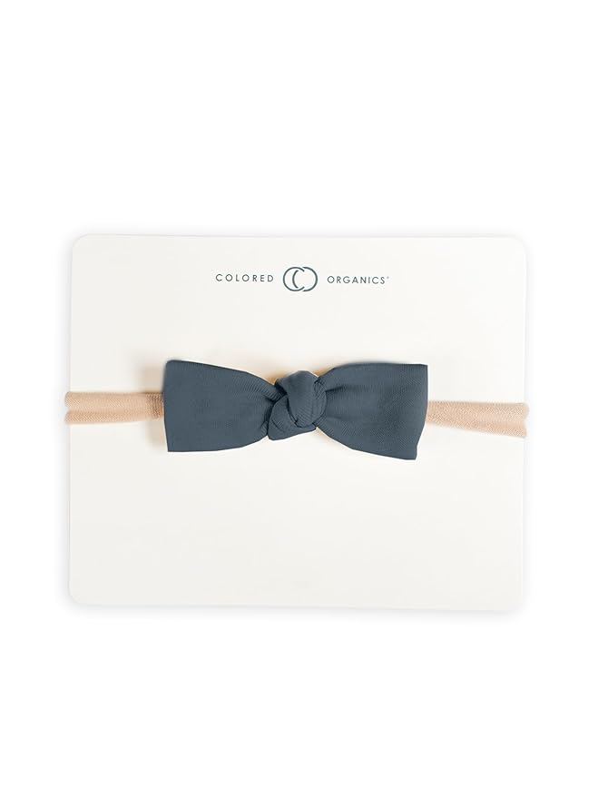 Colored Organics Baby Organic Cotton Dainty Bow Headband - Infant Girls - Harbor