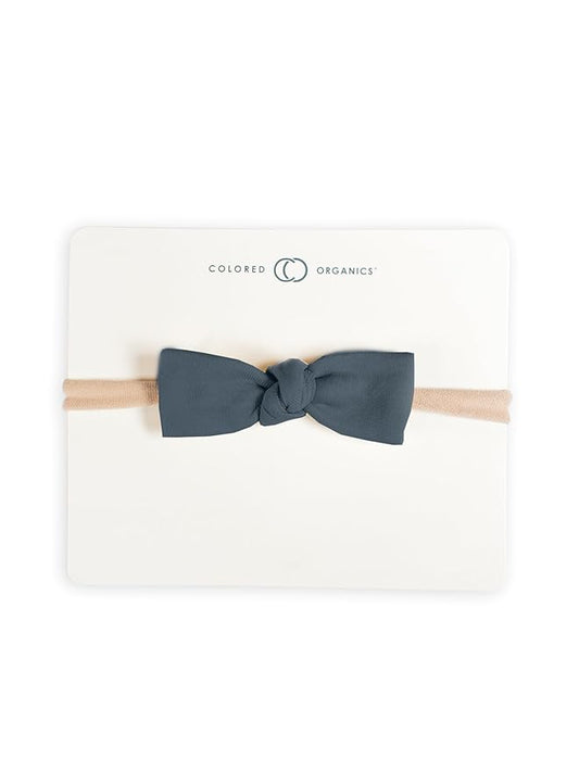 Colored Organics Baby Organic Cotton Dainty Bow Headband - Infant Girls - Harbor